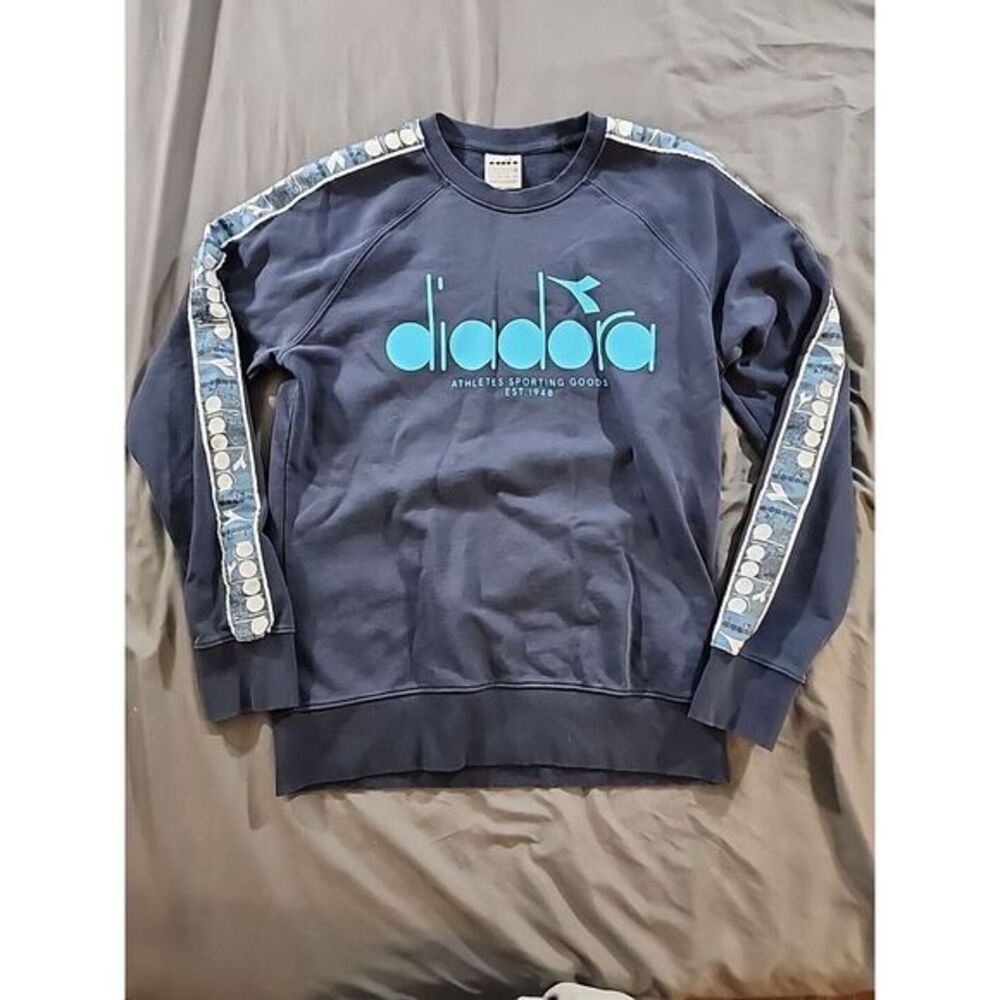 Unisex Crew Neck Sweatshirt Diadora Sweatshirt Crew Logo‎ Blue Med